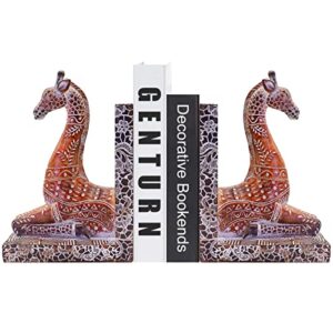 Giraffe Decorative Bookend,Giraffe Statues Bookshelves Decor, Antique Style Book Ends, Supports for Shelves and Desk,Kids Room, Home Office or Desk,a Great Gift for Kids and Adults.