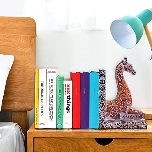 Giraffe Decorative Bookend,Giraffe Statues Bookshelves Decor, Antique Style Book Ends, Supports for Shelves and Desk,Kids Room, Home Office or Desk,a Great Gift for Kids and Adults.