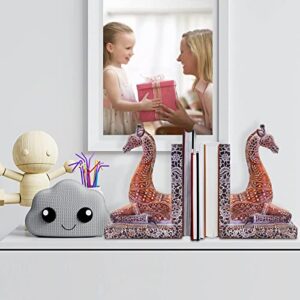 Giraffe Decorative Bookend,Giraffe Statues Bookshelves Decor, Antique Style Book Ends, Supports for Shelves and Desk,Kids Room, Home Office or Desk,a Great Gift for Kids and Adults.