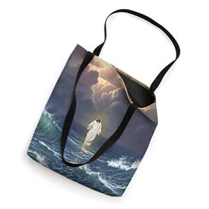 Jesus Christ Walking On Water Religious Picture Art Print Tote Bag