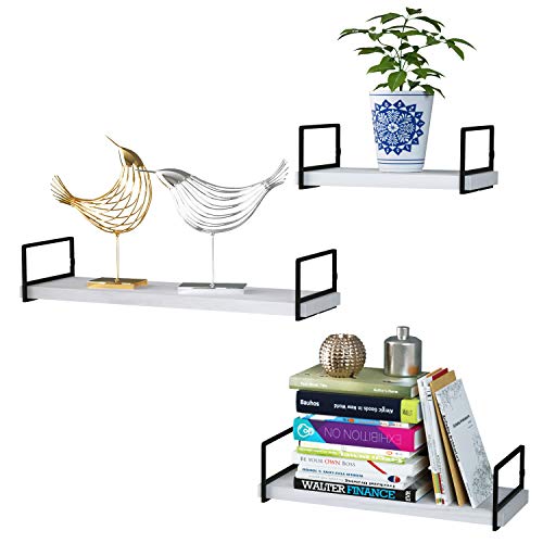 Minggoo Floating Shelves Wall Mounted Set of 3 (White)