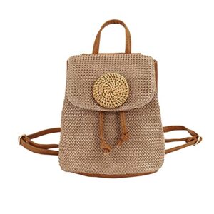 felice ann women small straw woven backpack daypack cross-body shoulder bag