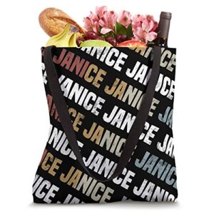 Vintage First Name Pattern Retro Forename Gift for Janice Tote Bag