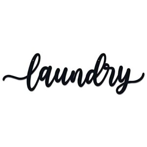 laundry room décor metal wall art backdrop decoration rustic laundry room signs hanging decor black handwritten font gift ideas 4.8 x 16.9 inches