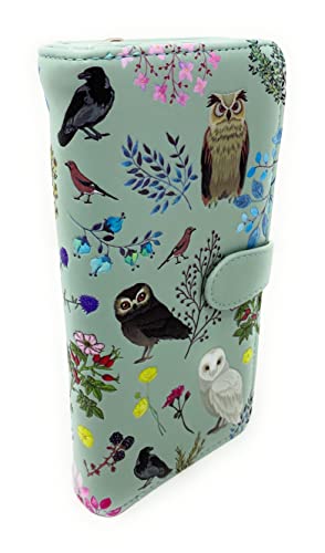 Shag Wear Large Owl Wild Bird Themed Women's Wallet Mint Green 7"