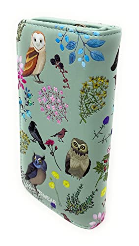 Shag Wear Large Owl Wild Bird Themed Women's Wallet Mint Green 7"