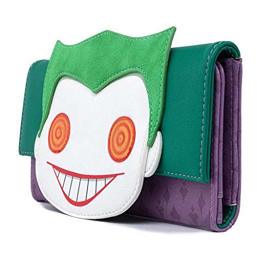Loungefly DC Comics POP Joker Head Faux Leather Tri-Fold Wallet