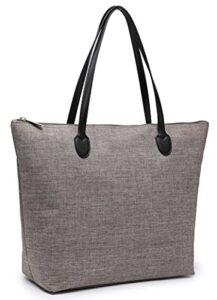 nnee water repellent light weight nylon polyester tote bag teacher handbag – medium, brown