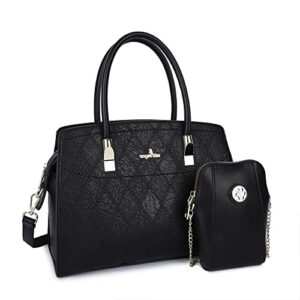 purses and handbags for women satchel purse top handle work tote bags shoulder bag with matching wallet black-p