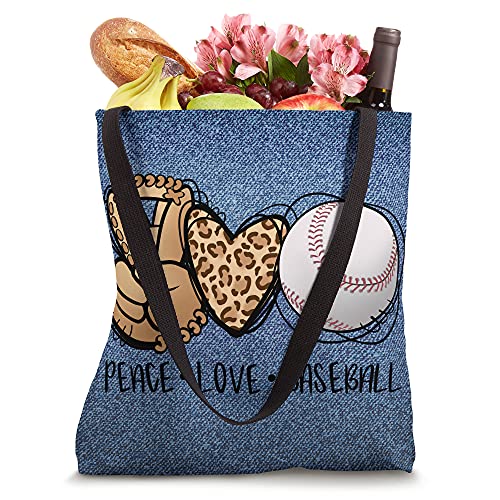 Peace Love Baseball Mom Leopard Print Cheetah Pattern Tote Bag