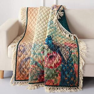 barefoot bungalow eden peacock quilted throw blanket