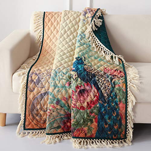 Barefoot Bungalow Eden Peacock Quilted Throw Blanket