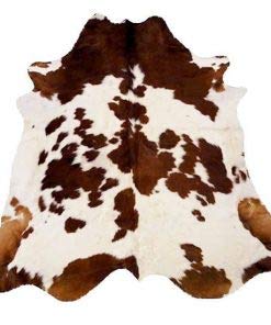 Brown and White Cowhide Rug Natural Cow Skin Cow Hide Leather Area Rug Hair On, 5 ft X 5 ft Premium Brown White Large