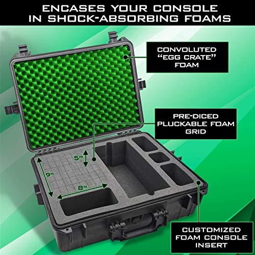 CASEMATIX Hard Shell Travel Case Compatible with Xbox Series X Console, Controllers, Headset and Other Accessories - Waterproof and Crushproof Carrying Case with Customized Foam Interior