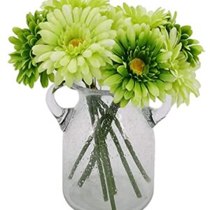 TOPIA Artificial African Daisies Flowers African Daisy Silk Flowers Artificial Gerbera Daisies Pack of 10 (Green)