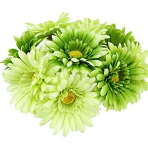 TOPIA Artificial African Daisies Flowers African Daisy Silk Flowers Artificial Gerbera Daisies Pack of 10 (Green)