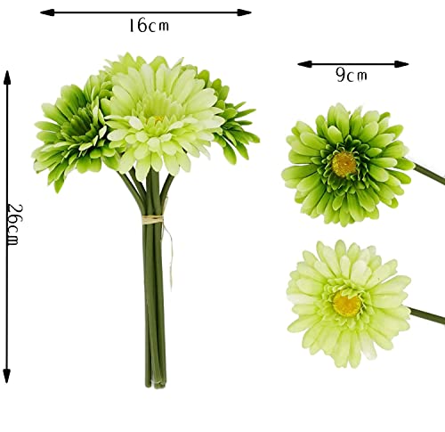 TOPIA Artificial African Daisies Flowers African Daisy Silk Flowers Artificial Gerbera Daisies Pack of 10 (Green)