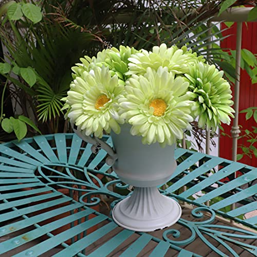 TOPIA Artificial African Daisies Flowers African Daisy Silk Flowers Artificial Gerbera Daisies Pack of 10 (Green)