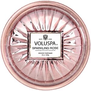 voluspa sparkling rose candle | grande maison 3 wick glass | 36 oz. | 100 hour burn time |coconut wax and natural wicks for a cleaner burn | vegan