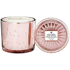 Voluspa Sparkling Rose Candle | Grande Maison 3 Wick Glass | 36 Oz. | 100 Hour Burn Time |Coconut Wax and Natural Wicks for a Cleaner Burn | Vegan