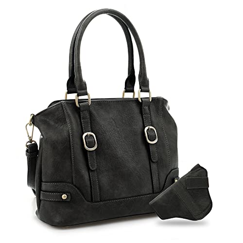 Jessie & James Elena Concealed Carry Satchel Purse Top Handle Shoulder Tote Bags For Women with Lock and Key|BK