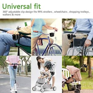 Suranew Universal Stroller Cup Holder, Adjustable Drink Holder with Phone Holder for Baby Stroller, Wheelchair, Walker, Bike, Scooter, Gifts for Family Member.