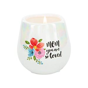 pavilion – mom you are so loved – 8 oz 100% soy wax candle with cotton wick in stoneware vessel serenity scented