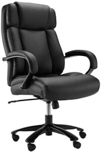 amazon basics big & tall adjustable executive office chair – 500-pound capacity, black faux leather