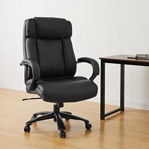 Amazon Basics Big & Tall Adjustable Executive Office Chair - 500-Pound Capacity, Black Faux Leather