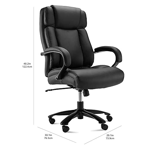 Amazon Basics Big & Tall Adjustable Executive Office Chair - 500-Pound Capacity, Black Faux Leather