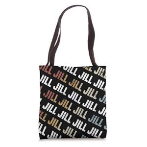 vintage first name pattern retro forename gift for jill tote bag