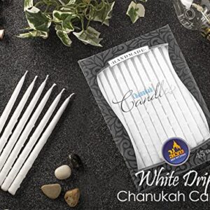 Dripless Chanukah Candles Standard Size - Textured White Hanukkah Candles - Fits Most Menorahs - Premium Quality Wax - 45 Count for All 8 Nights of Hanukkah - by Ner Mitzvah