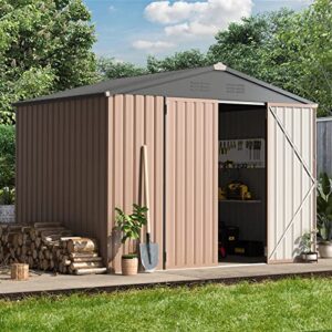 u-max 8.4′ x 6.3′ outdoor storage shed, lockable bike zheyangshed,garden shed &tool shed for backyard, patio, lawn