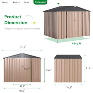 U-MAX 8.4' x 6.3' Outdoor Storage Shed, Lockable Bike zheyangShed,Garden Shed &Tool Shed for Backyard, Patio, Lawn