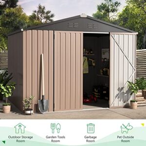 U-MAX 8.4' x 6.3' Outdoor Storage Shed, Lockable Bike zheyangShed,Garden Shed &Tool Shed for Backyard, Patio, Lawn