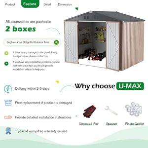 U-MAX 8.4' x 6.3' Outdoor Storage Shed, Lockable Bike zheyangShed,Garden Shed &Tool Shed for Backyard, Patio, Lawn