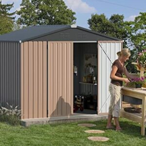 U-MAX 8.4' x 6.3' Outdoor Storage Shed, Lockable Bike zheyangShed,Garden Shed &Tool Shed for Backyard, Patio, Lawn