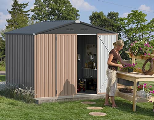 U-MAX 8.4' x 6.3' Outdoor Storage Shed, Lockable Bike zheyangShed,Garden Shed &Tool Shed for Backyard, Patio, Lawn