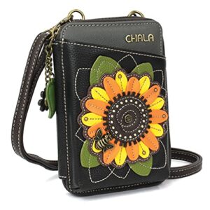 CHALA Wallet Crossbody Cell Phone Purse-Women Faux Leather Multicolor Handbag with Adjustable Strap (Sunflower - Black)