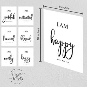 Inspirational Wall Art - Motivational Wall Art - Office & Bedroom Wall Decor - Positive Quotes & Sayings - Daily Affirmations for Men, Women & Kids - Black & White Poster Prints (8X10, Set of 6, No Frame)