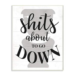 stupell industries about to go down funny bathroom family home word wall plaque, 13 x 19, design by artist daphne polselli