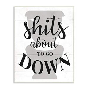 Stupell Industries About to Go Down Funny Bathroom Family Home Word Wall Plaque, 13 x 19, Design by Artist Daphne Polselli