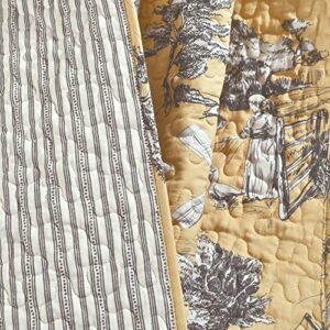 Lush Decor French Country Toile Cotton Reversible Throw Blanket, Yellow & Gray, 60" x 50"