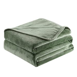 surii home luxury microfiber flannel blanket, super soft, warm, cozy, fluffy, and breathable, perfect throws for bed, couch, sofa, for all season use. 350gsm king size 108×90 inches(oliver green)