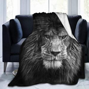 cool lion fleece throw blanket cozy soft plush blanket for sofa couch bed – 60″ x 50″