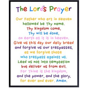 Lords Prayer Wall Art - Religious Bible Study Scripture Decor for Church, Sunday School Classroom, Baby, Girls Room, Toddler, Boys Bedroom, Nursery - Blessed Christian Gift for Daughter, Son, Kids