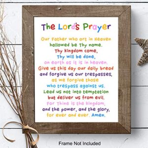 Lords Prayer Wall Art - Religious Bible Study Scripture Decor for Church, Sunday School Classroom, Baby, Girls Room, Toddler, Boys Bedroom, Nursery - Blessed Christian Gift for Daughter, Son, Kids