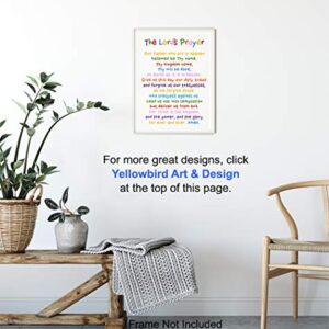 Lords Prayer Wall Art - Religious Bible Study Scripture Decor for Church, Sunday School Classroom, Baby, Girls Room, Toddler, Boys Bedroom, Nursery - Blessed Christian Gift for Daughter, Son, Kids