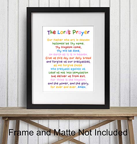 Lords Prayer Wall Art - Religious Bible Study Scripture Decor for Church, Sunday School Classroom, Baby, Girls Room, Toddler, Boys Bedroom, Nursery - Blessed Christian Gift for Daughter, Son, Kids