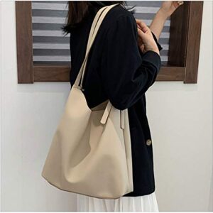 Women Fashion One Shoulder Bag Soft Pu Leather Hobo bag Set 2pcs Wallets (Apricot)